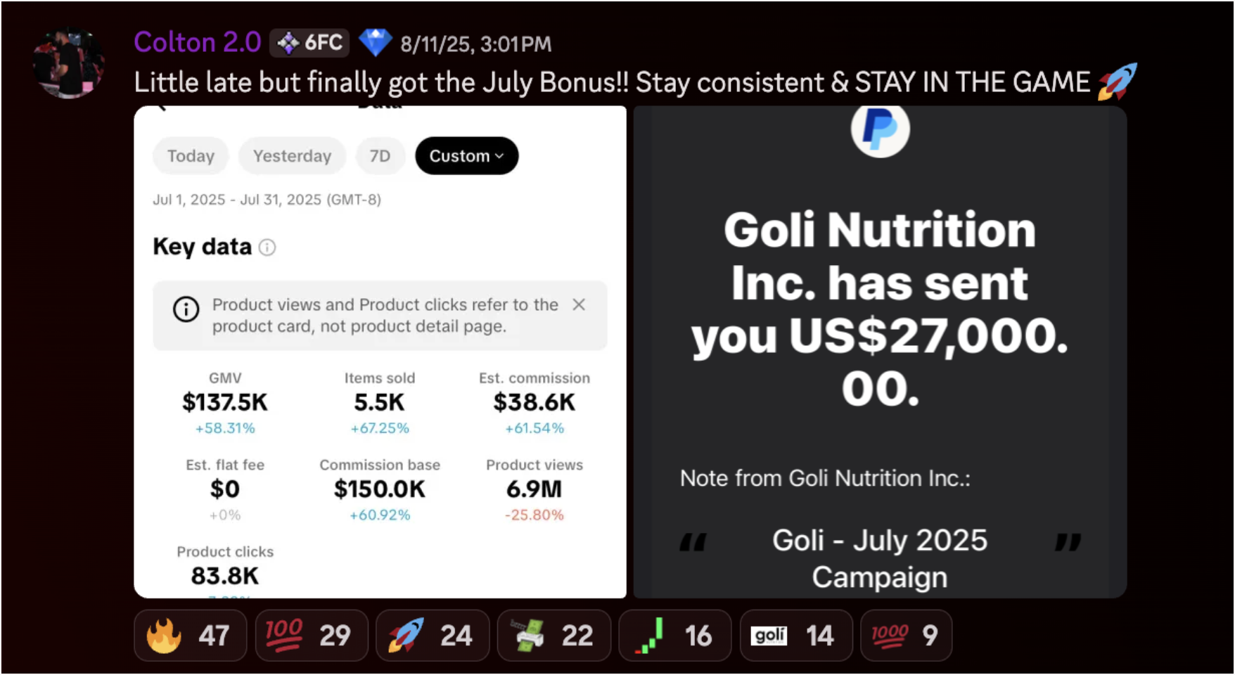 $27,000 Goli payout